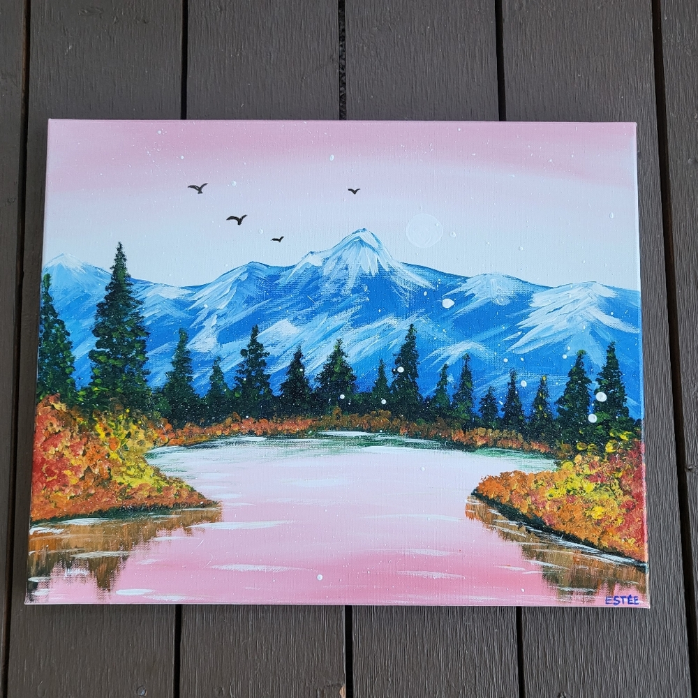 Mountain View Acrylic Painting (Handmade)
